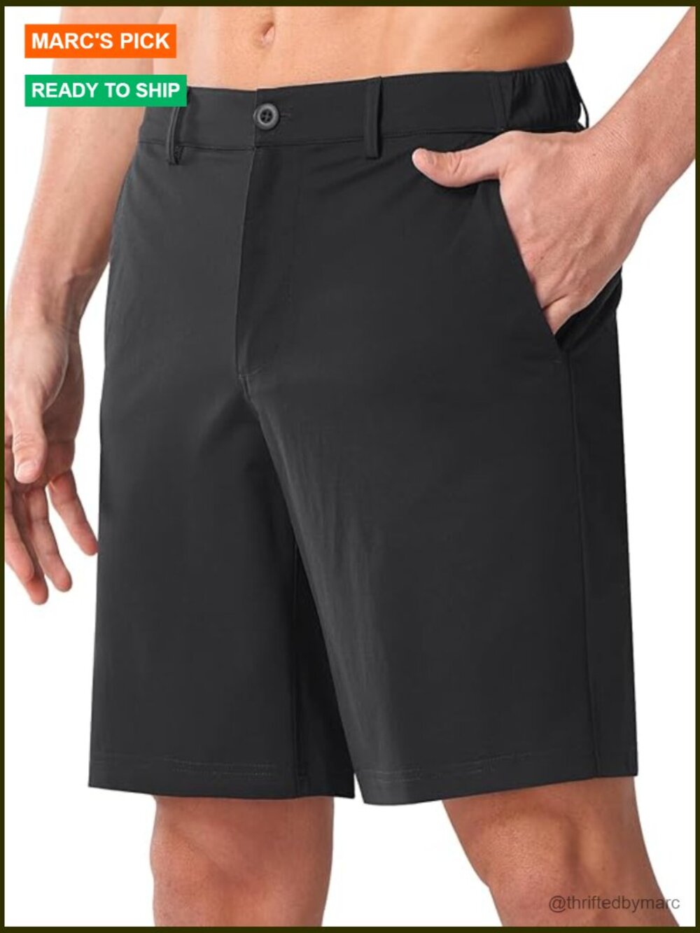 Men's 9-Inch Stretch Golf Shorts with 6 Pockets Quick Dry Casual